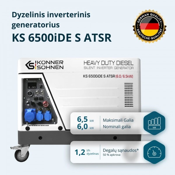 Dyzelinis inverterinis generatorius KONNER & SOHNEN KS 6500iDE S ATSR
